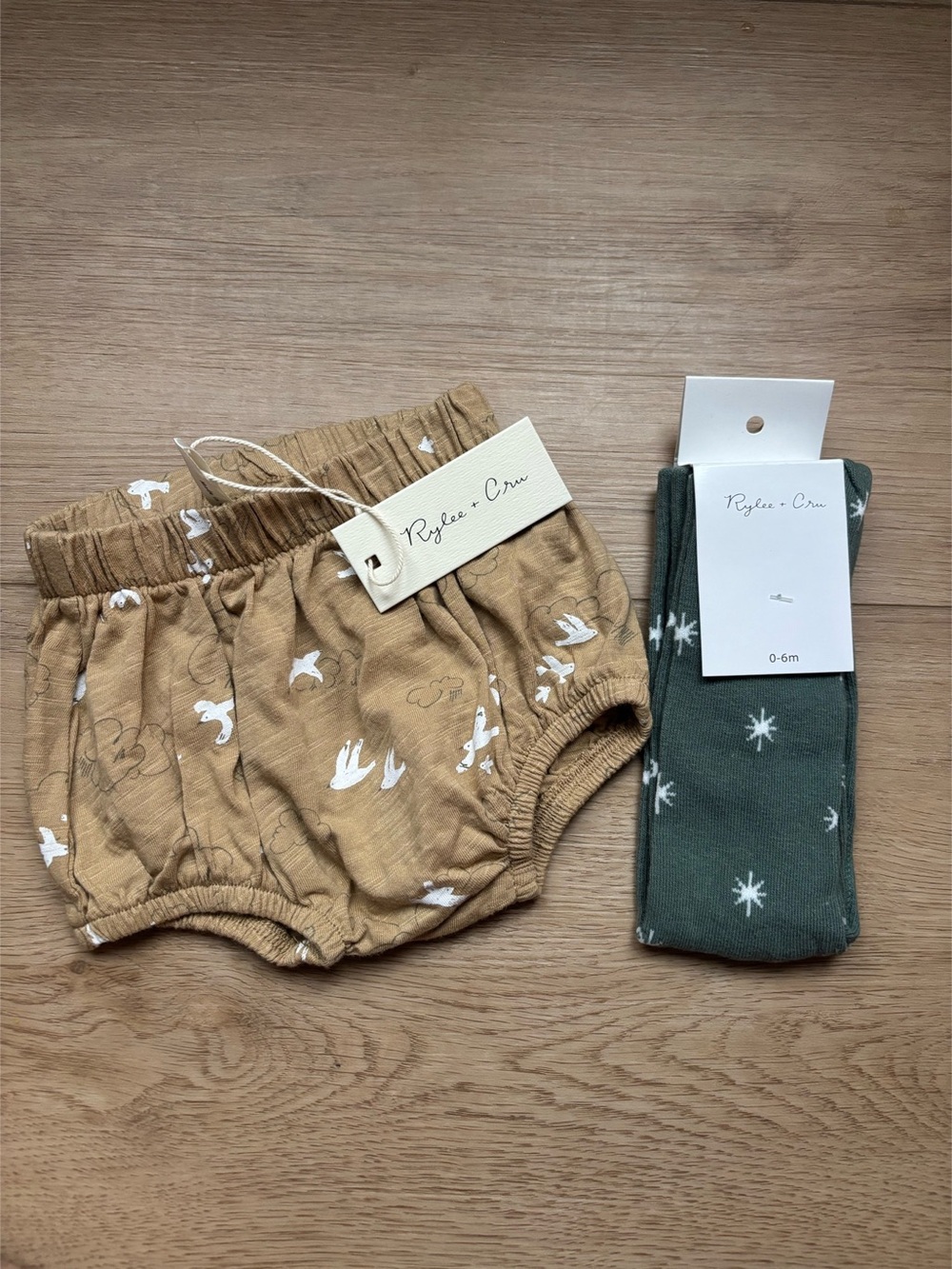 Rylee + Cru Baby Bloomers & Tights Brown Green NWT